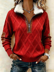 Women'S Casual Loose Color-Blocked Sweatshirt