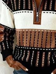 Women'S Casual Loose Color-Blocked Print Sweatshirt