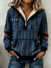 Women'S Casual Loose Printed Hooded Sweatshirt