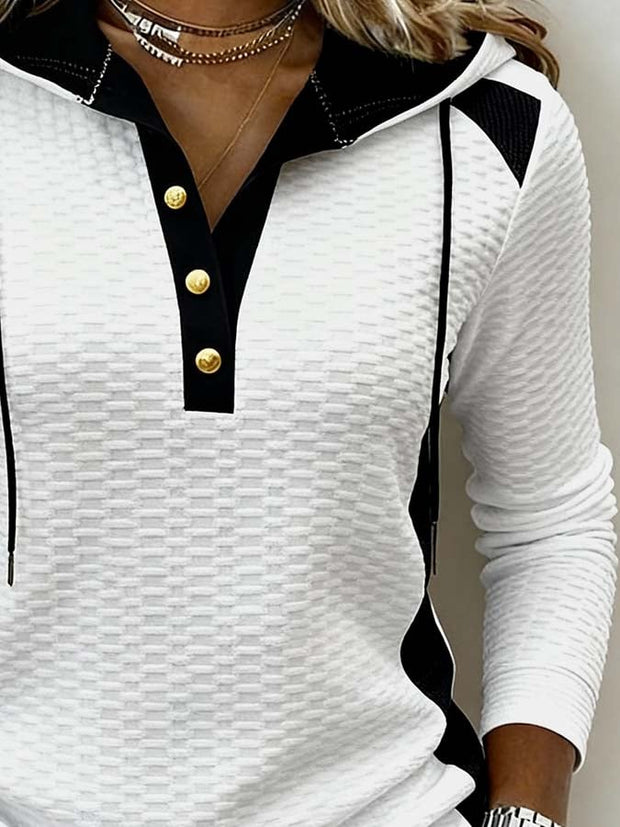 Women'S Casual Color-Blocked Pullover Sweatshirt