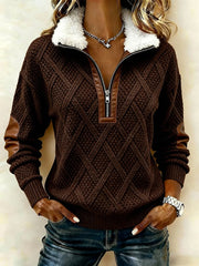 Women'S Casual Loose Color-Blocked Sweatshirt