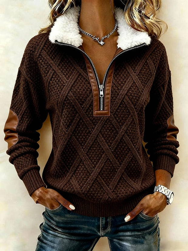 Women'S Casual Loose Color-Blocked Sweatshirt