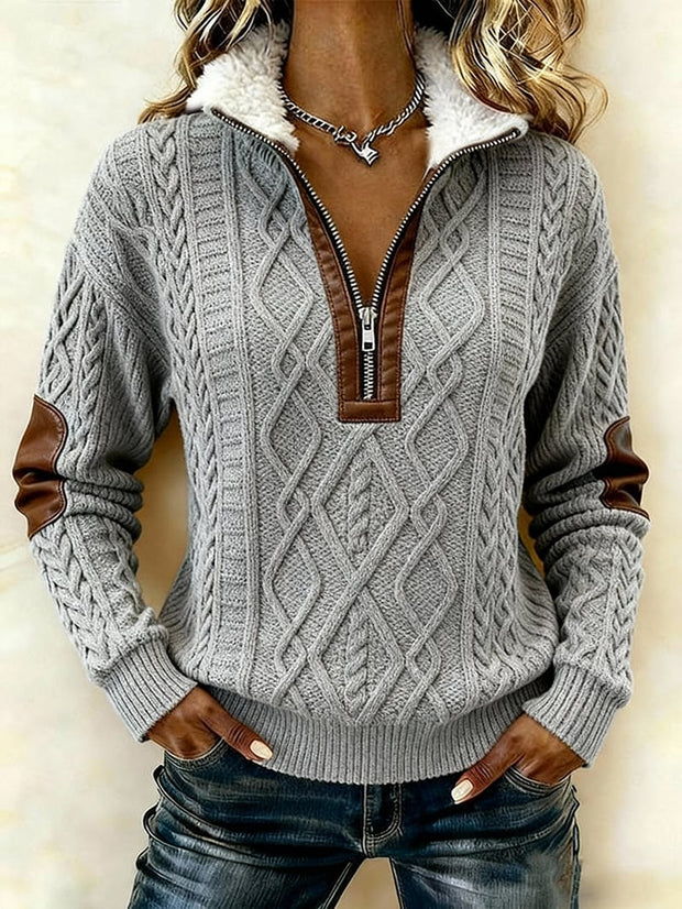 Women'S Casual Loose Color-Blocked Sweatshirt