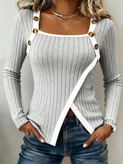 Women's Knitted Casual Leather Patchwork Shawl Sweatshirt