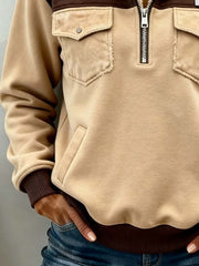 Women'S Casual Color-Blocked Pullover Sweatshirt