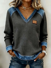Women'S Casual Color-Blocked Pullover Sweatshirt