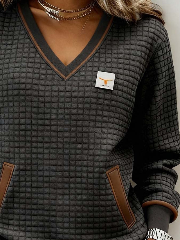 Women'S Casual Color-Blocked Pullover Sweatshirt