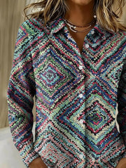 Women's Autumn/Winter Contrast Print Cardigan