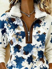 Women'S Casual Color-Blocked Pullover Sweatshirt