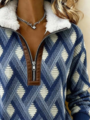 Women'S Casual Loose Color-Blocked Print Sweatshirt