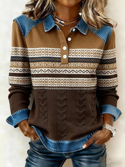 Women'S Casual Printed Patchwork Pullover Sweatshirt