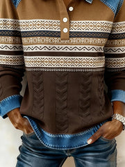 Women'S Casual Printed Patchwork Pullover Sweatshirt