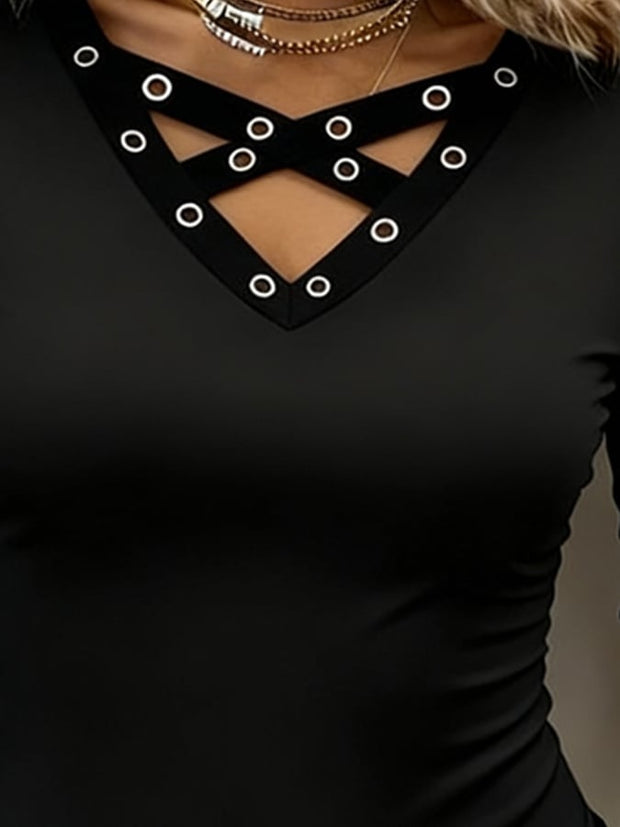 Women's Knitted Casual Leather Patchwork Shawl Sweatshirt