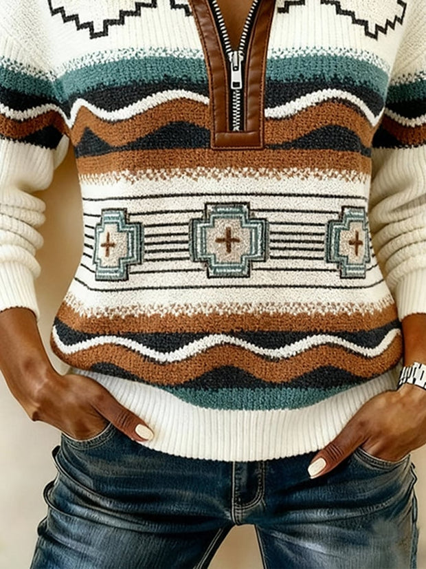 Women'S Casual Color-Blocked Pullover Sweatshirt