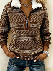 Women'S Casual Loose Color-Blocked Sweatshirt