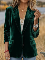 Women's Casual Solid Color Velvet Blazer