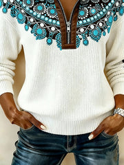 Women'S Casual Color-Blocked Pullover Sweatshirt