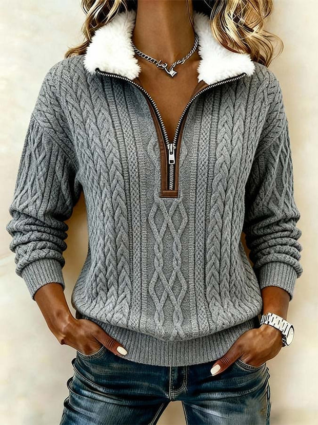 Women'S Casual Loose Color-Blocked Print Sweatshirt
