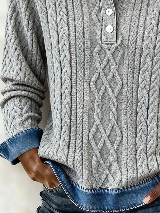 Women'S Casual Printed Patchwork Pullover Sweatshirt