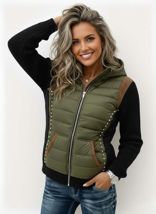 Women's Casual Knitted Paneled Cotton Coat