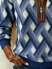 Women'S Casual Loose Color-Blocked Print Sweatshirt