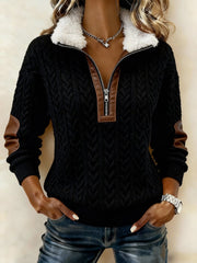 Women'S Casual Loose Color-Blocked Sweatshirt