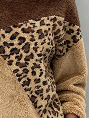 Women's Warm Leopard Print Plush Patchwork Sweatshirt