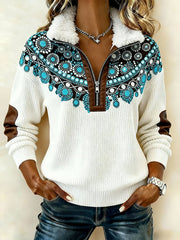 Women'S Casual Color-Blocked Pullover Sweatshirt