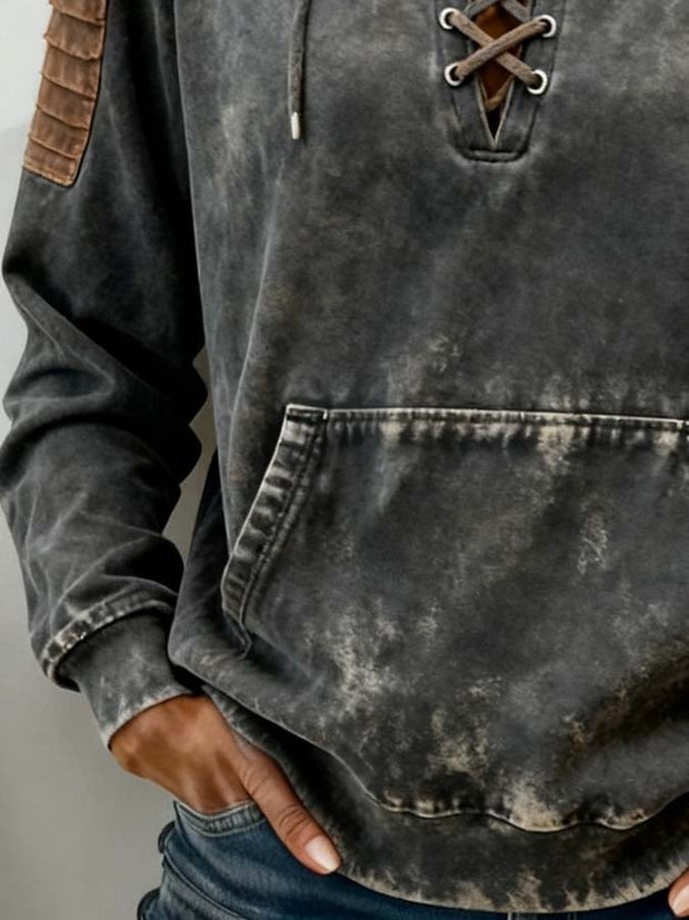 Women'S Casual Color-Blocked Pullover Sweatshirt