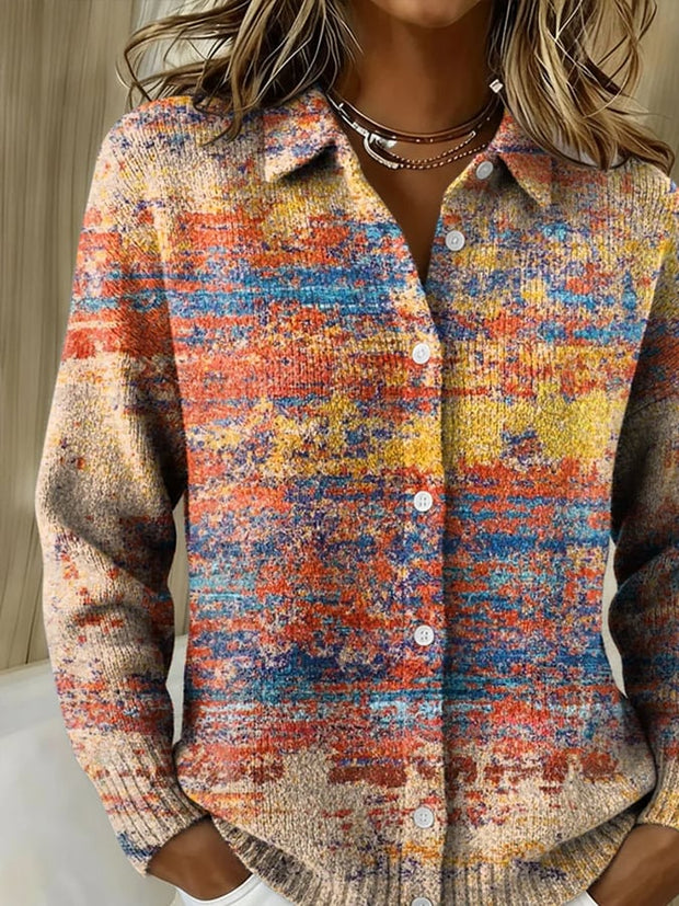 Women's Autumn/Winter Contrast Print Cardigan