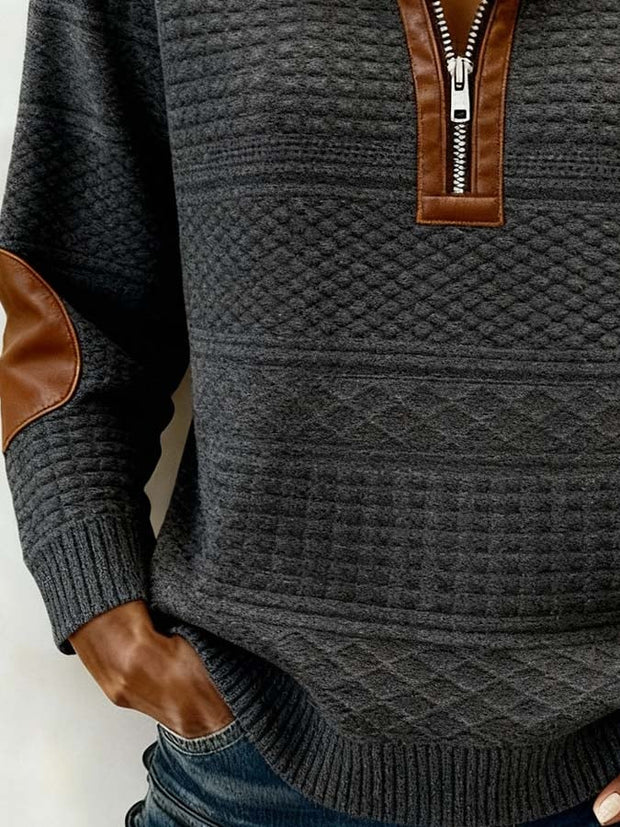 Women'S Casual Loose Color-Blocked Print Sweatshirt