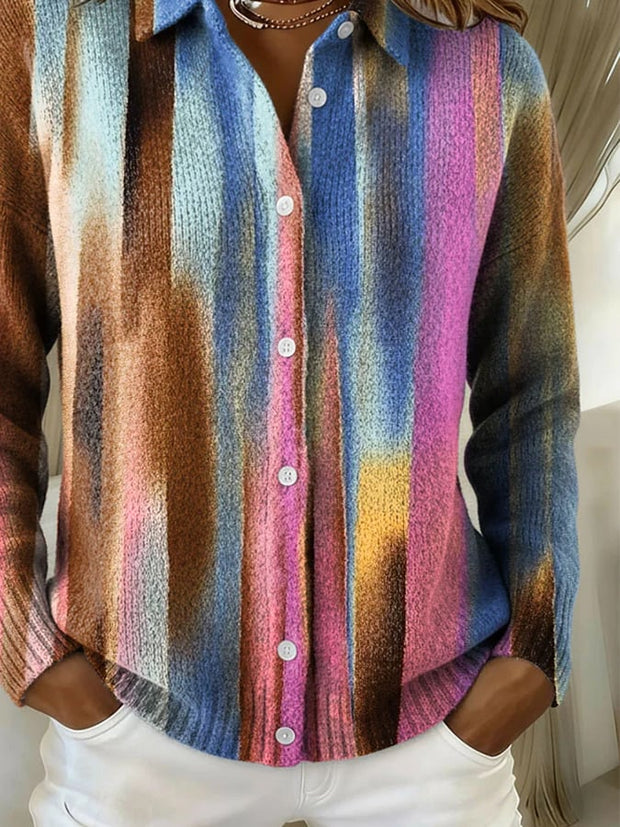 Women's Autumn/Winter Contrast Print Cardigan