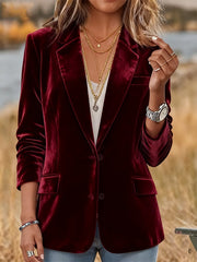 Women's Casual Solid Color Velvet Blazer