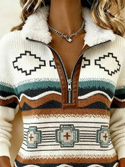 Women'S Casual Color-Blocked Pullover Sweatshirt