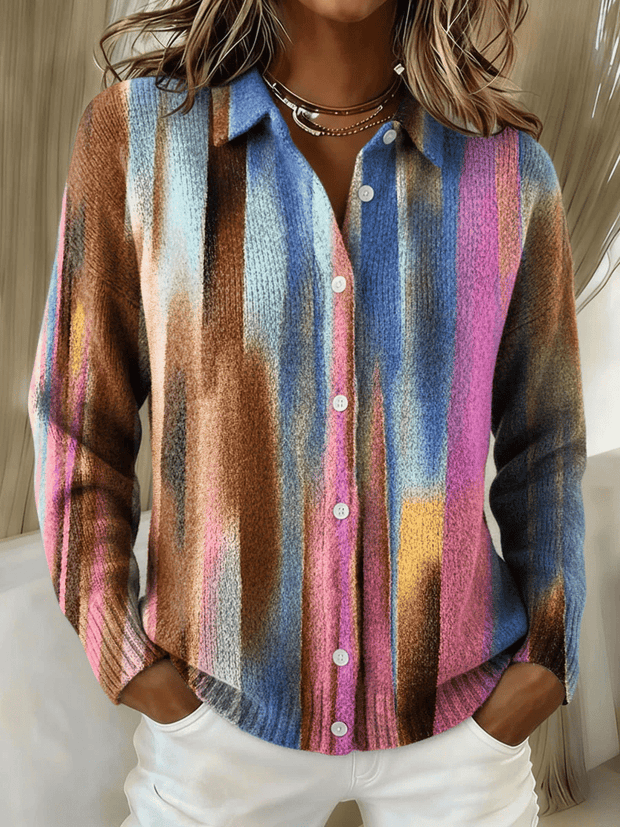 Women's Autumn/Winter Contrast Print Cardigan