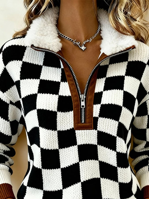 Women'S Casual Color-Blocked Pullover Sweatshirt